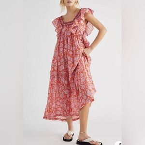 FREE PEOPLE BONITA PRINTED MIDI‎ DRESS